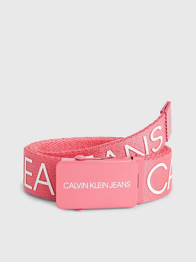pink unisex canvas logo belt for girls calvin klein jeans
