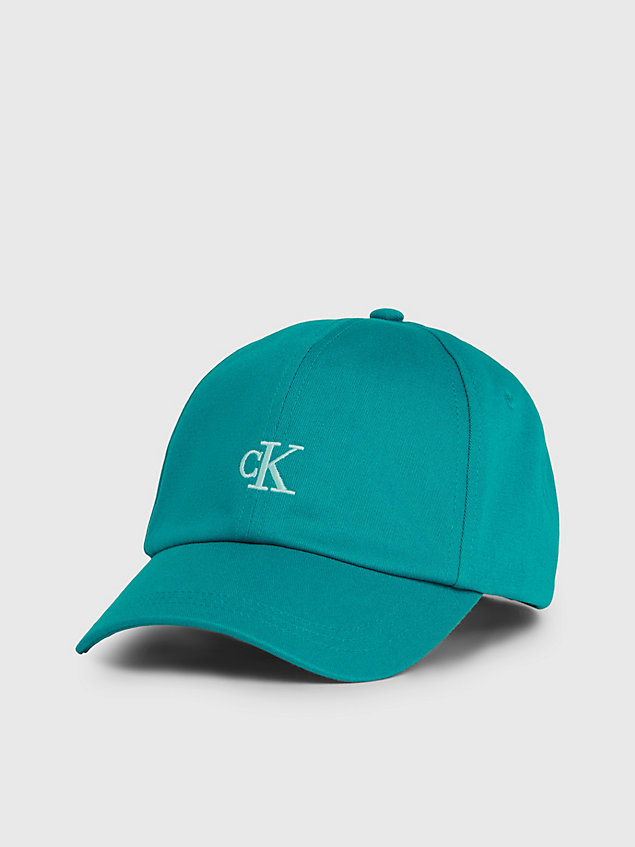 green kids' cotton monogram cap for kids unisex calvin klein jeans