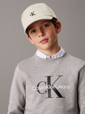 oyster gray kids' logo baseball cap for kids gender inclusive calvin klein jeans