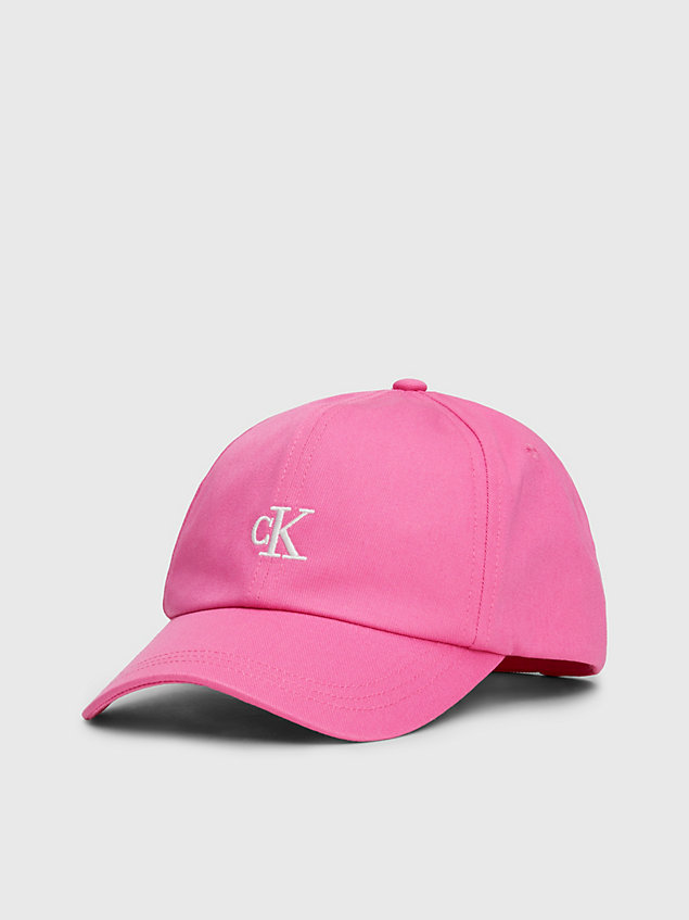 pink dziecięca bawełniana czapka z daszkiem z monogramem dla dzieci unisex - calvin klein jeans