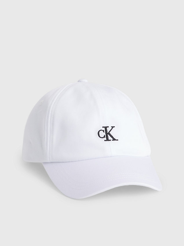 white kids' cotton monogram cap for kids unisex calvin klein jeans