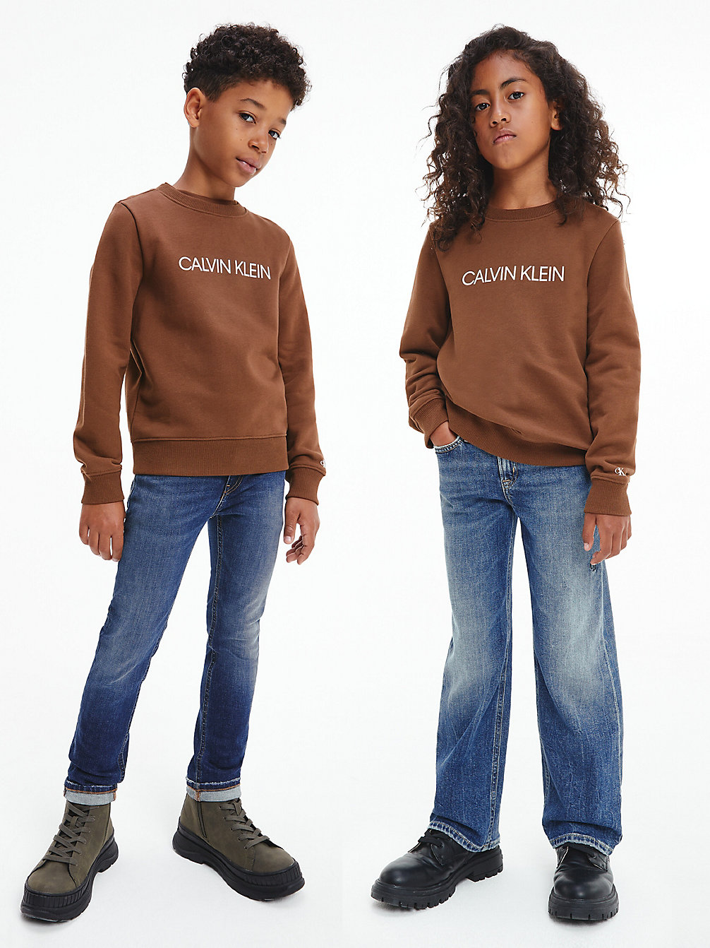 MILK CHOCOLATE Kids Logo Sweatshirt undefined kids unisex Calvin Klein