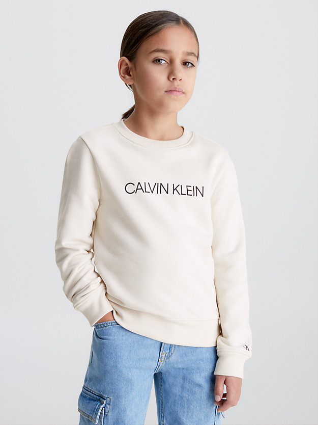 WHITECAP GRAY Kids Logo Sweatshirt for kids unisex CALVIN KLEIN JEANS