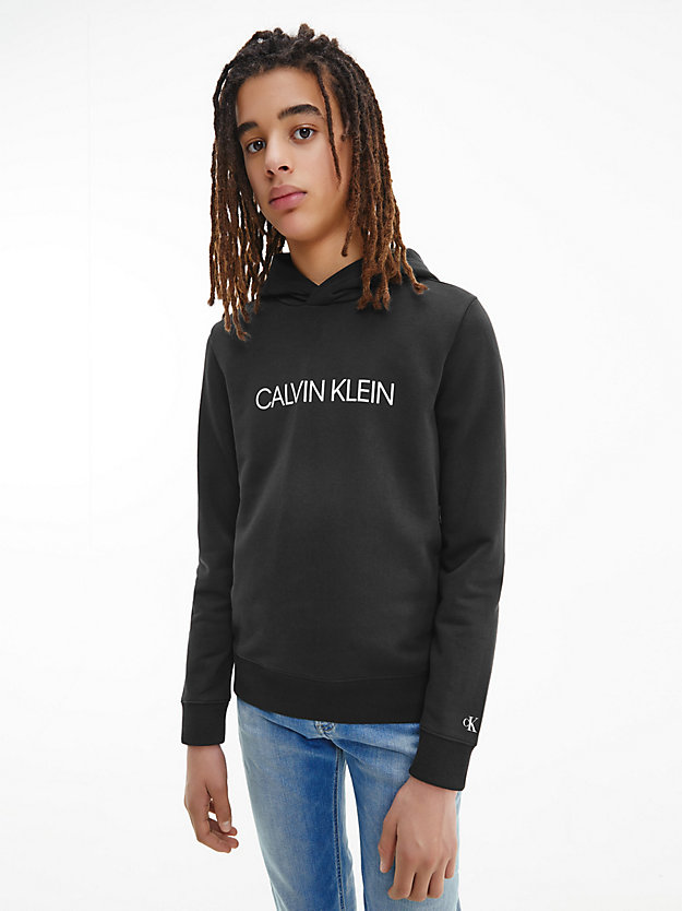 ck black unisex hoodie met logo voor kids unisex - calvin klein jeans