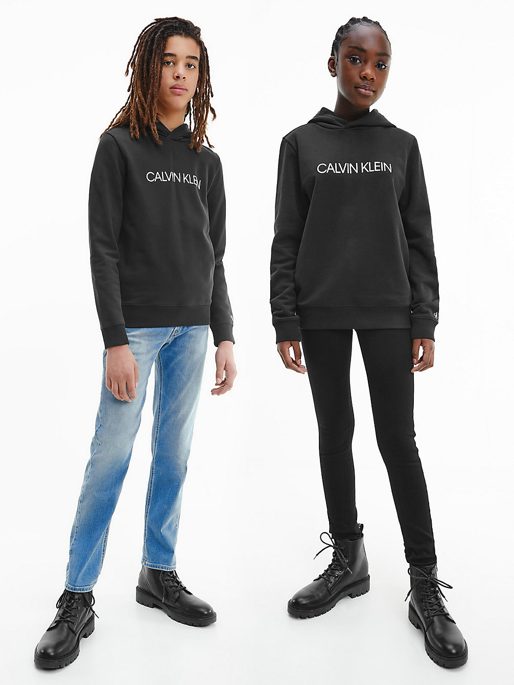 CK BLACK Felpa Con Cappuccio E Logo Unisex undefined kids unisex Calvin Klein