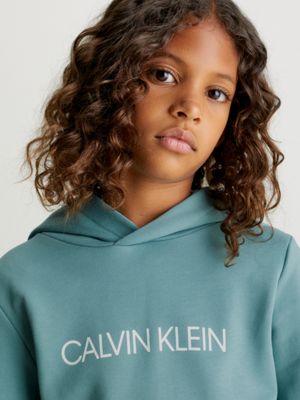 blue unisex logo hoodie for kids unisex calvin klein jeans