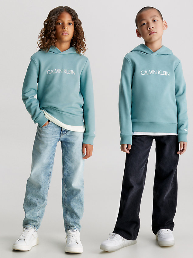 sweat-shirt à capuche unisexe avec logo ok blue pour kids unisex calvin klein jeans