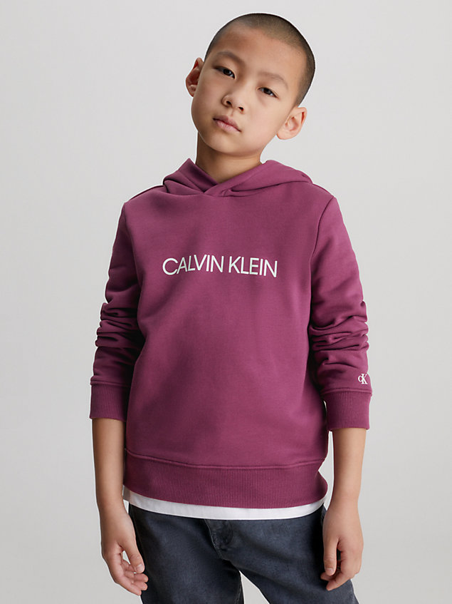 purple unisex logo hoodie for kids unisex calvin klein jeans