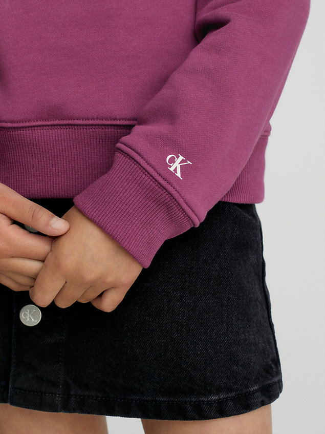 purple bluza unisex z kapturem z logo dla kids unisex - calvin klein jeans