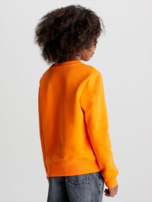 vibrant orange kids logo sweatshirt for kids unisex calvin klein jeans