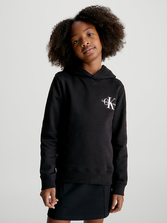 black unisex cotton hoodie for kids unisex calvin klein jeans