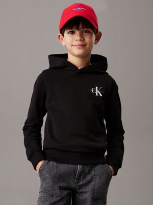 black kids' slim logo hoodie for kids gender inclusive calvin klein jeans