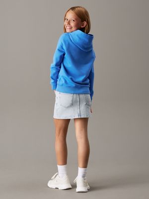 mesmerizing blue lässiger logo-hoodie für kinder für gender-inclusive kinder - calvin klein jeans