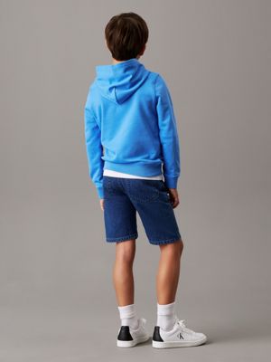mesmerizing blue lässiger logo-hoodie für kinder für gender-inclusive kinder - calvin klein jeans