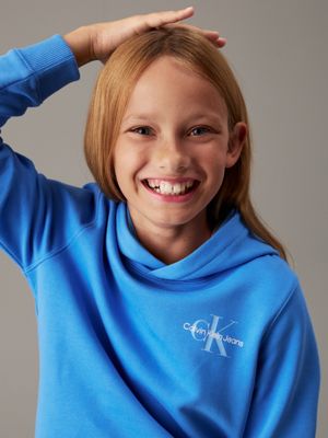 mesmerizing blue lässiger logo-hoodie für kinder für gender-inclusive kinder - calvin klein jeans