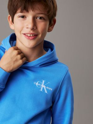 mesmerizing blue lässiger logo-hoodie für kinder für gender-inclusive kinder - calvin klein jeans