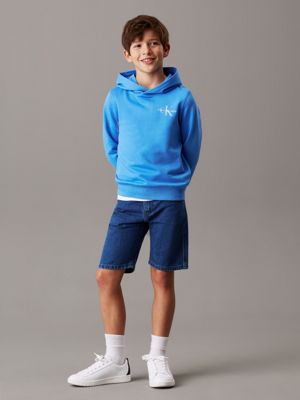 mesmerizing blue lässiger logo-hoodie für kinder für gender-inclusive kinder - calvin klein jeans