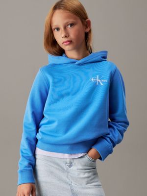blue logo-hoodie aus frottee für kinder für gender-inclusive kinder - calvin klein jeans
