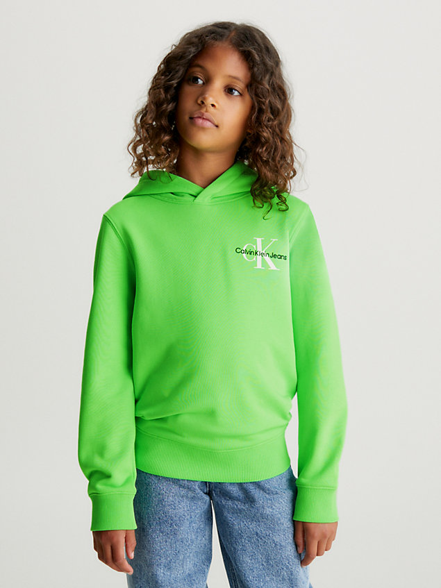 sweat-shirt à capuche unisexe en coton green pour kids unisex calvin klein jeans