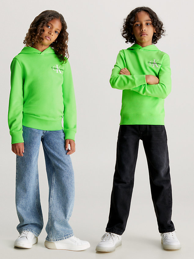 felpa con cappuccio unisex in cotone green da kids unisex calvin klein jeans