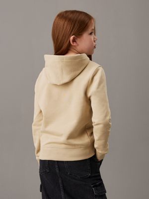 pale khaki kids' terry logo hoodie for kids gender inclusive calvin klein jeans