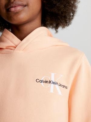 orange katoenen unisex hoodie voor kids unisex - calvin klein jeans