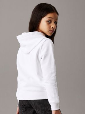 bright white kids' slim logo hoodie for kids gender inclusive calvin klein jeans