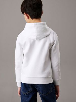 bright white kids' slim logo hoodie for kids gender inclusive calvin klein jeans