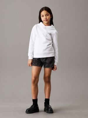 bright white kids' slim logo hoodie for kids gender inclusive calvin klein jeans