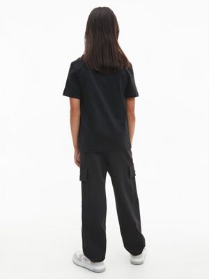 BLACK/ SEAFOAM GREEN T-shirt en coton bio avec logo pour enfant for kids unisex CALVIN KLEIN JEANS