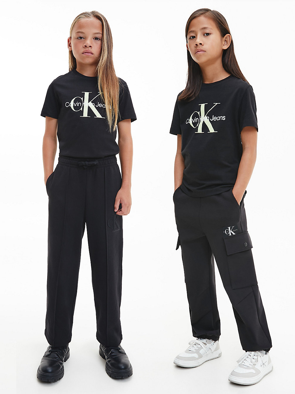 BLACK/ SEAFOAM GREEN Kids Organic Cotton Logo T-Shirt undefined kids unisex Calvin Klein