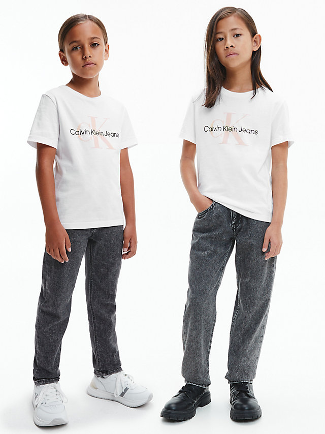 Camiseta Infantil De Algodón Orgánico Con Logo > White / Pink Logo > undefined kids unisex > Calvin Klein
