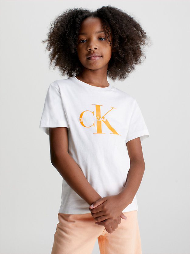 BRIGHT WHITE WITH COLORED LOGO Kids Organic Cotton Logo T-shirt for kids unisex CALVIN KLEIN JEANS