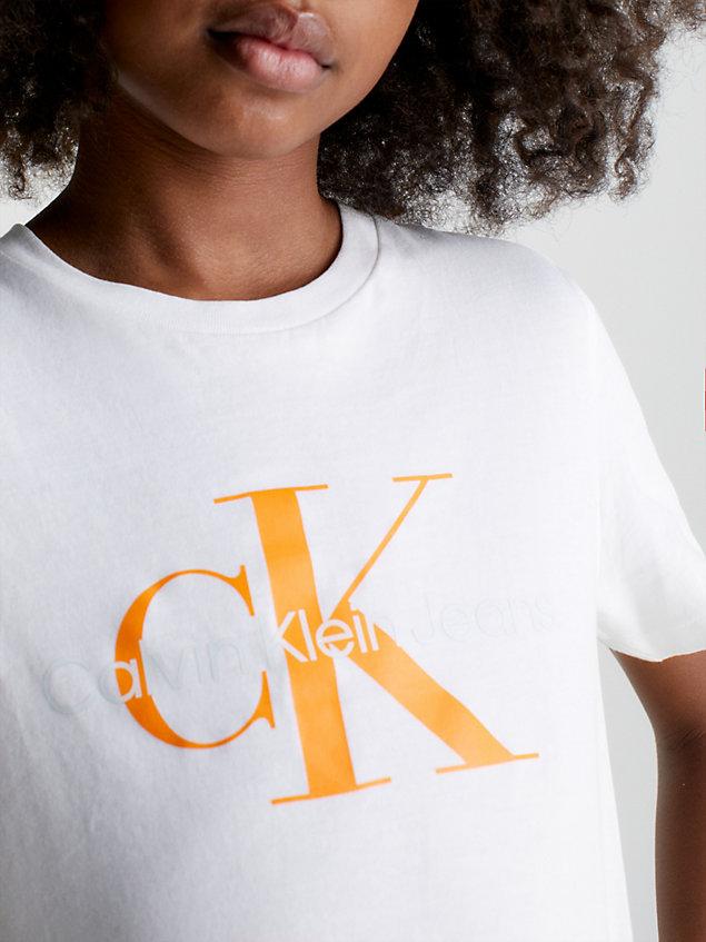 camiseta infantil de algodón orgánico con logo white de kids unisex calvin klein jeans
