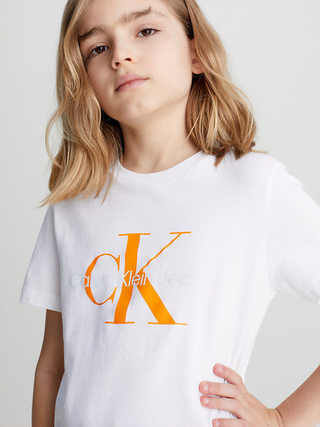 white logo-t-shirt aus bio-baumwolle für kinder für kids unisex - calvin klein jeans