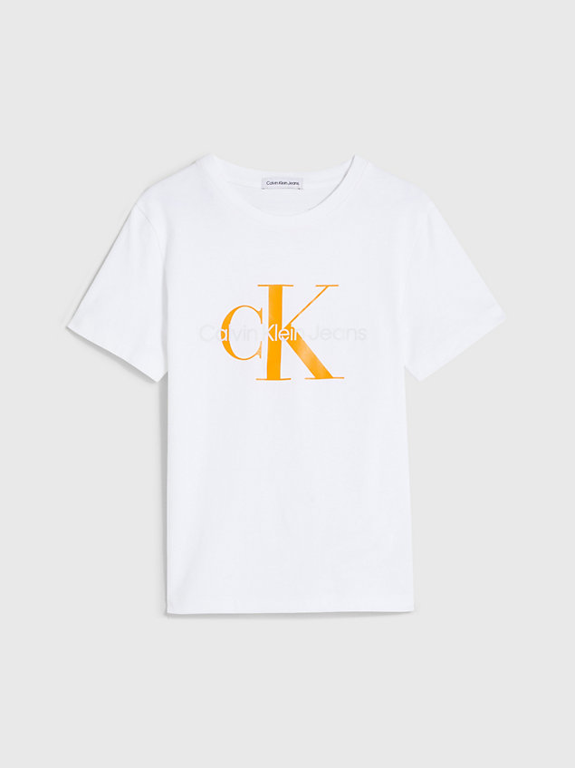 white kids organic cotton logo t-shirt for kids unisex calvin klein jeans