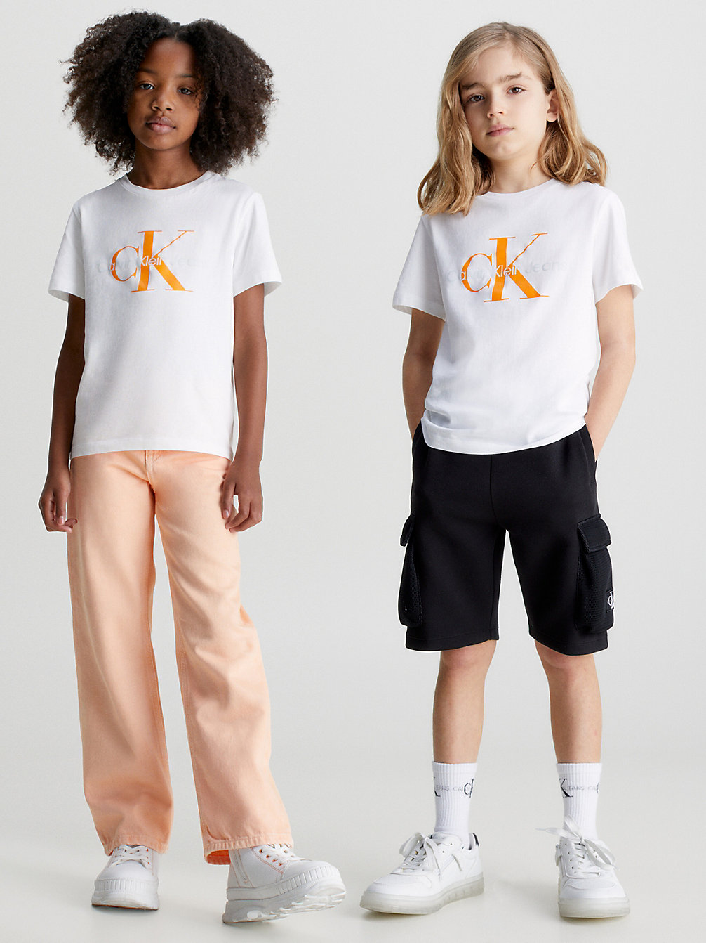 BRIGHT WHITE WITH COLORED LOGO Kids Organic Cotton Logo T-Shirt undefined kids unisex Calvin Klein