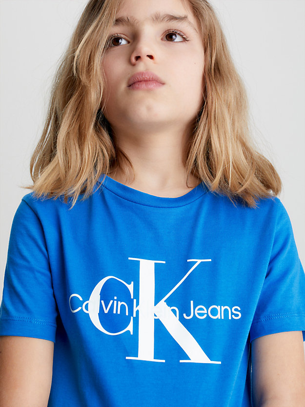 corrib river blue kids organic cotton logo t-shirt for kids unisex calvin klein jeans