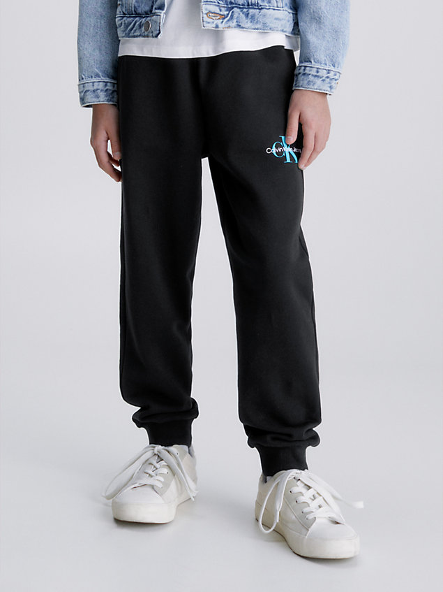 black relaxed unisex joggingbroek voor kids unisex - calvin klein jeans