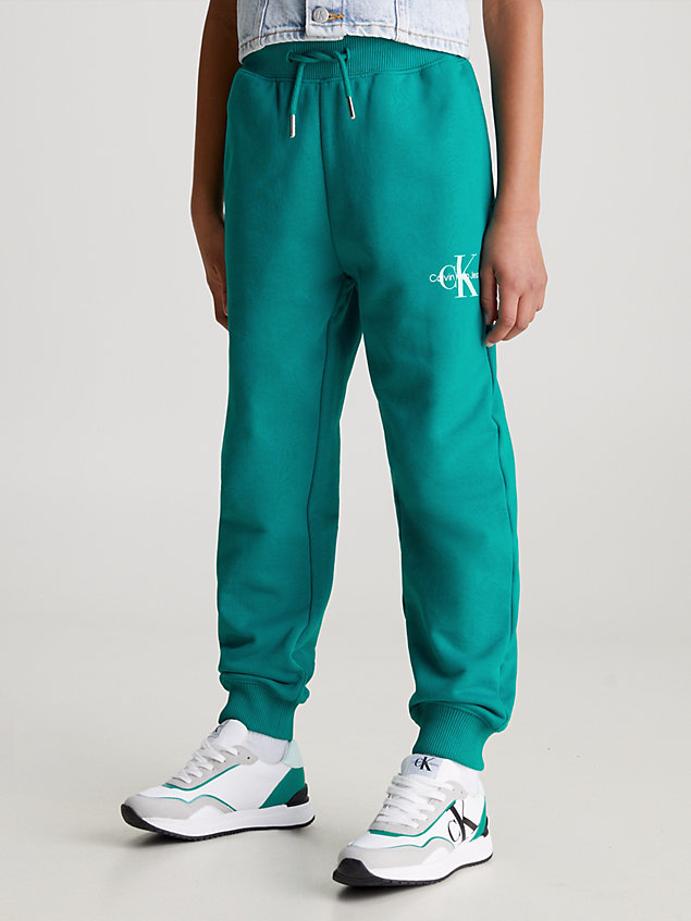 green dziecięce swobodne spodnie dresowe z materiału frotte dla dzieci unisex - calvin klein jeans