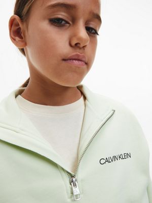 SEAFOAM GREEN Unisex Relaxed Zip Neck Sweatshirt for kids unisex CALVIN KLEIN JEANS