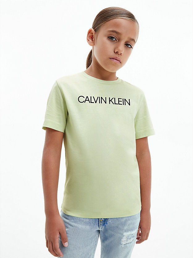 SEAFOAM GREEN Kids Organic Cotton Logo T-shirt for kids unisex CALVIN KLEIN JEANS