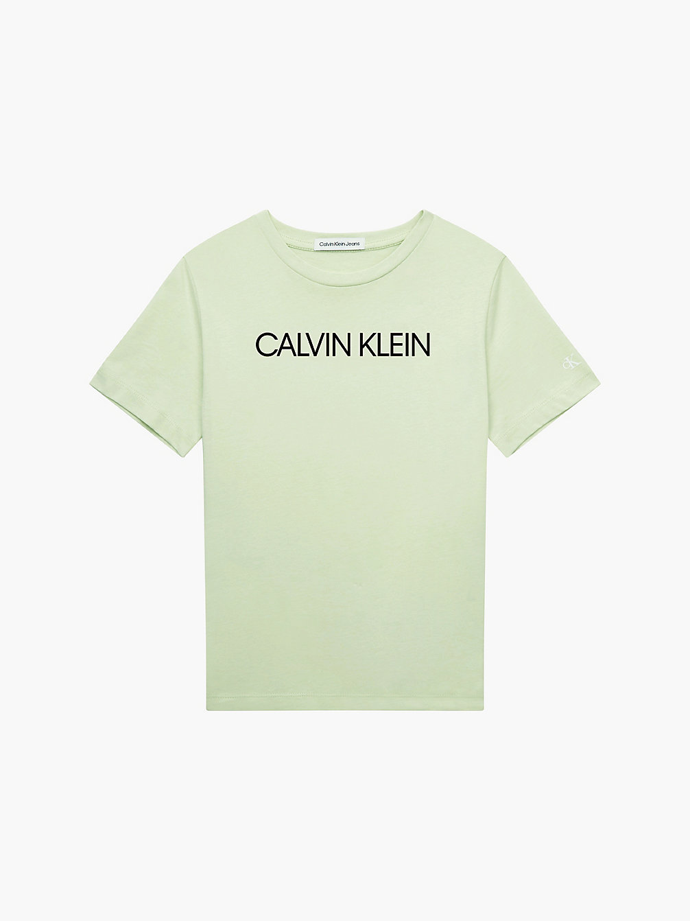 T-Shirt In Cotone Biologico Con Logo Bambino > SEAFOAM GREEN > undefined kids unisex > Calvin Klein