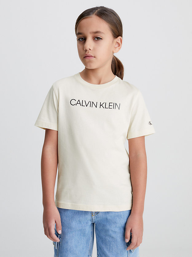 WHITECAP GRAY Kids Organic Cotton Logo T-shirt for kids unisex CALVIN KLEIN JEANS