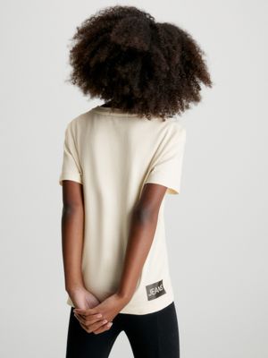 WHITECAP GRAY Kids Organic Cotton Logo T-shirt for kids unisex CALVIN KLEIN JEANS