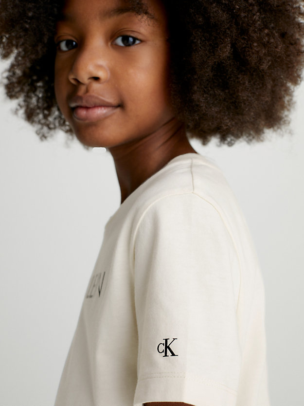 WHITECAP GRAY Kids Organic Cotton Logo T-shirt for kids unisex CALVIN KLEIN JEANS