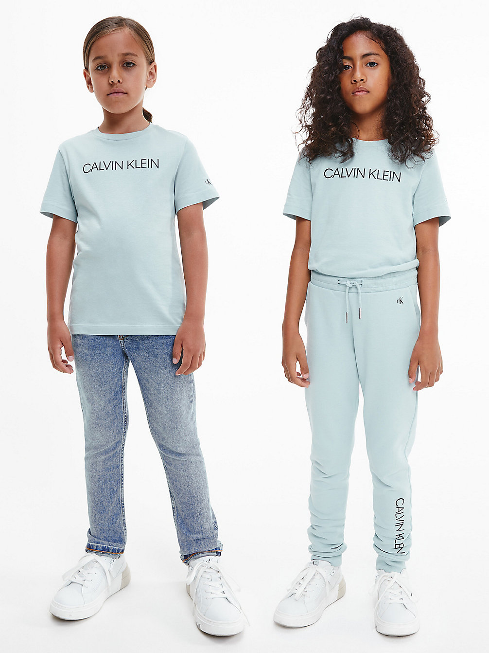 T-Shirt Unisex In Cotone Biologico Con Logo > MUTED AQUA > undefined kids unisex > Calvin Klein