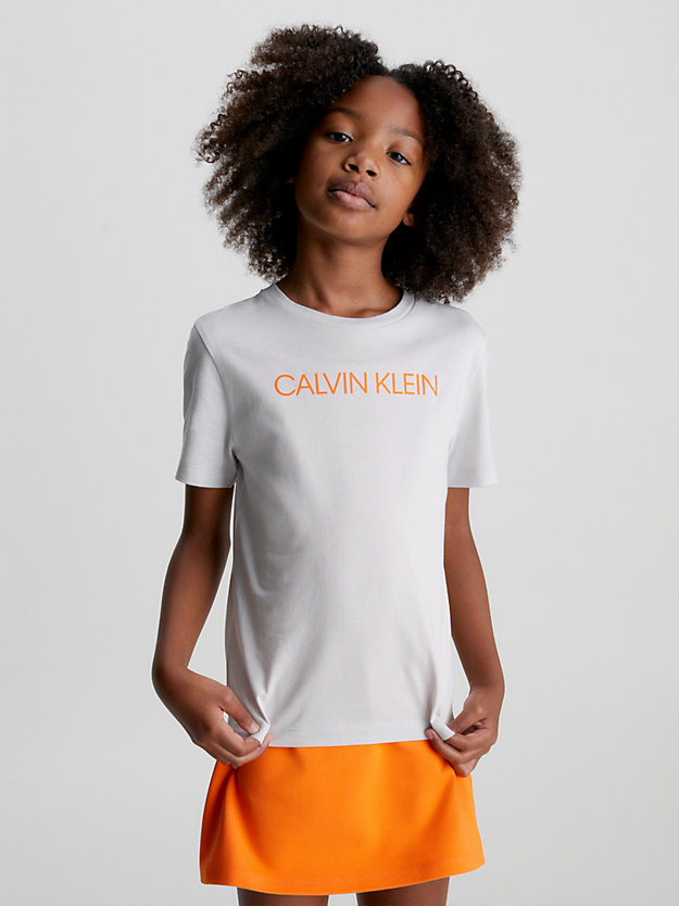 GHOST GREY Kids Organic Cotton Logo T-shirt for kids unisex CALVIN KLEIN JEANS