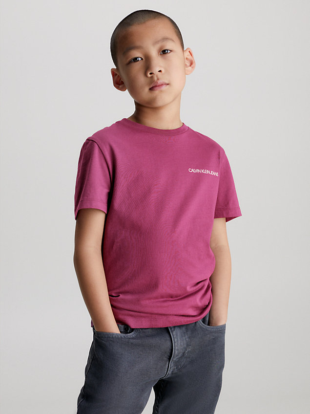 purple katoenen unisex t-shirt voor kids unisex - calvin klein jeans