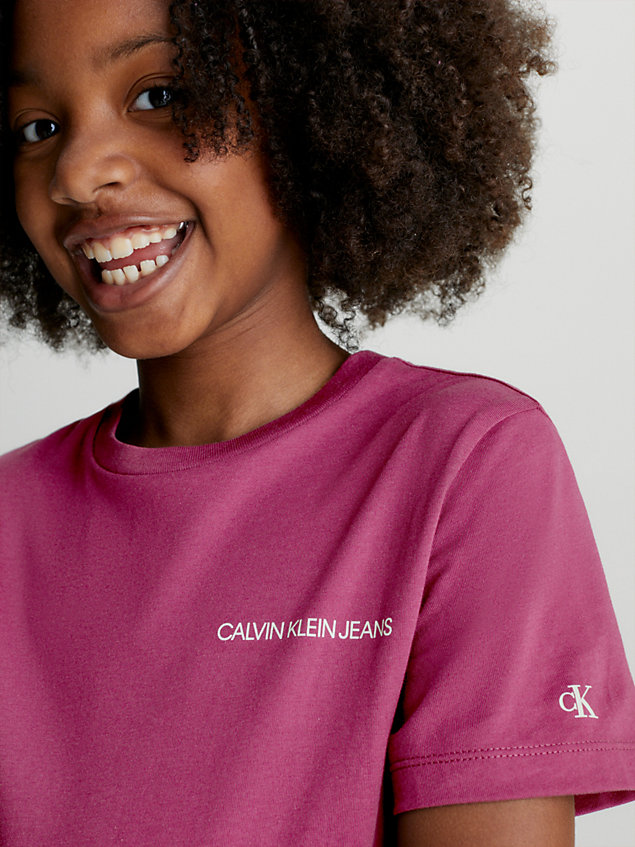 camiseta unisex de algodón purple de kids unisex calvin klein jeans